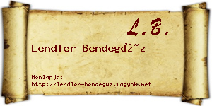 Lendler Bendegúz névjegykártya